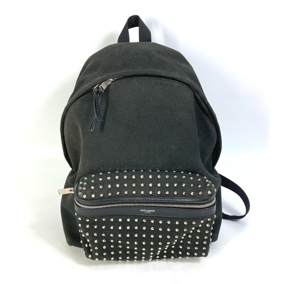 Yves Saint Laurent SAINT LAURENT PARIS 360206 Studded Canvas Backpack, Unisex... - Picture 1 of 16